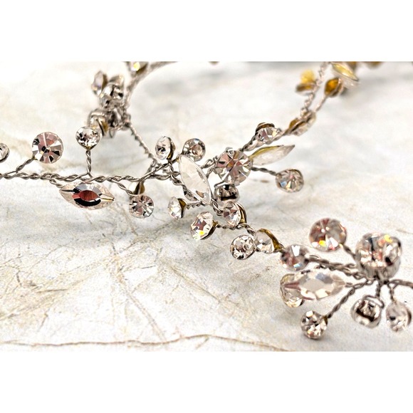 Twigs & Honey Extra Long‎ Bridal Crystal Hair Vine & Pear Drop Earrings Combo main image 11